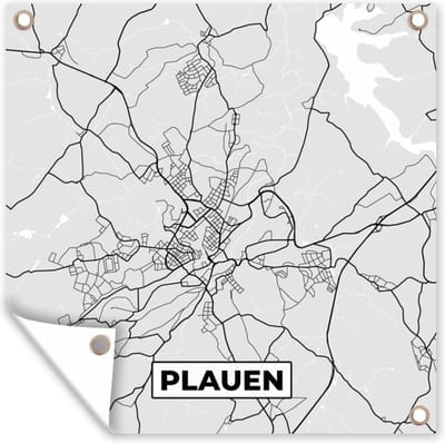 Tuin poster Kaart - Stadskaart - Duitsland - Plauen - Plattegrond - 200x200 cm - Tuindoek