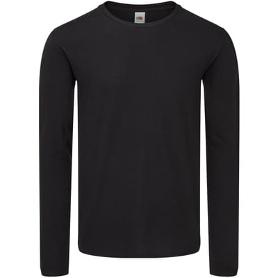 Fruit of the Loom Heren Iconische 150 T-Shirt met lange mouwen (Zwart) Maat XL
