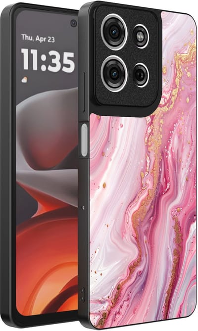 Smartphonica Telefoonhoesje Geschikt voor Motorola Moto G15 met marmer opdruk - TPU backcover case marble design - Roze geschikt voor Motorola Moto G15