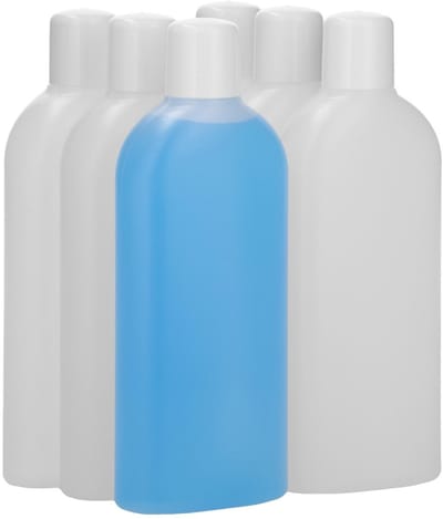 6 x 250 ml Platte fles HDPE naturel + Schroefdop zwart - BPA Vrij - Niet Breekbaar - Plastic Flesjes Navulbaar - Met Dop - Lege Flessen - 6 stuks