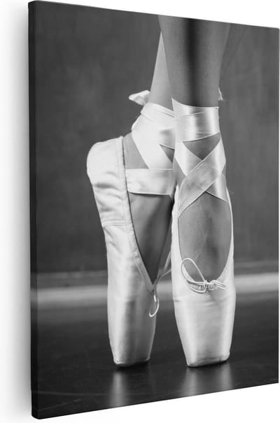 Artaza Canvas Schilderij Danseres - 40x50 cm - Muurdecoratie Ballet - Wanddecoratie Spitzen - Kamer Accessoires Zwart Wit
