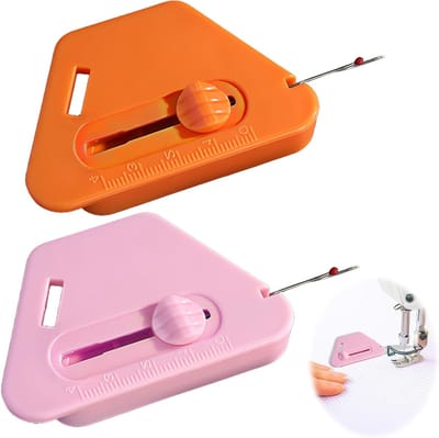 Verstelbare Naadgeleider met Magnetische Accessoires voor Naaimachines - Set van 2 in Roze en Oranje, Perfect voor Precisiewerk en Creatieve Projecten