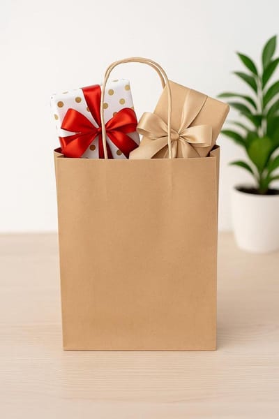 Papieren zakken - Cadeauzakjes kraft - Feestelijke verpakking - Stevige handgrepen - 18x8x22 cm - Bruin