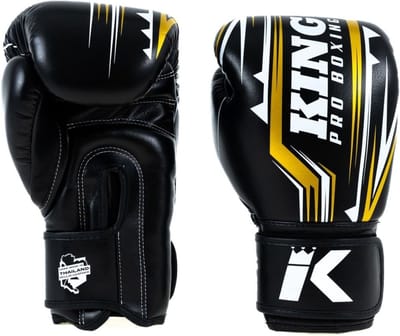 King Pro Boxing Bokshandschoenen - Spartan 3 - Microvezel - Zwart / Goud 10 oz