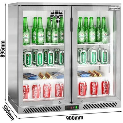 GGM Gastro Barkühlschrank - 900mm - 220 Liter - mit 2 Glasflügeltüren - Edelstahl