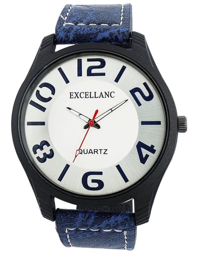 EXCELLANC Herenhorloge lederimitatie Mineralglas