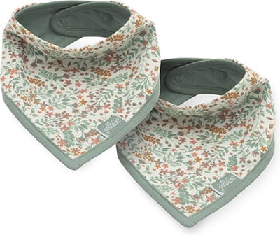 Jollein - Slab Bandana (Bloom) - Katoen - Slabbetjes Baby - 2 Stuks - 24,50 cm