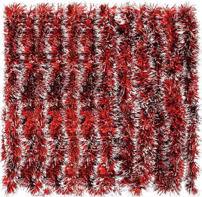 10M Kerst Tinsel Garland in Rood, Dikke Glanzende Versiering met Frost Tip voor Kerstboom, Bruiloft en Feestelijke Gelegenheden
