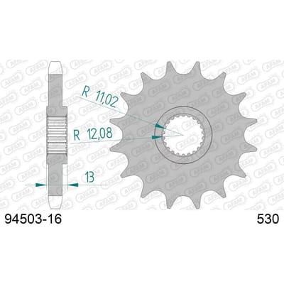 Stalen motortandwiel voor Afam 530 16 dents