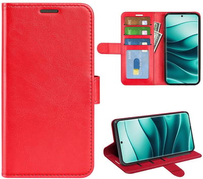 MobyDefend Hoesje - Geschikt voor Xiaomi Redmi Note 14 Pro Plus - Wallet Book Case (Sluiting Achterkant) - Rood