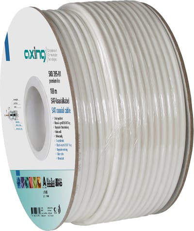 Axing SKB39501 Coaxkabel Buitendiameter: 6.8 mm 75 Ω 100 dB Wit per meter