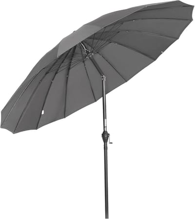 Parasol Rond - Tuin Scherm - Buiten Ontspannen - Kantelbaar Met Hendel - 270 cm Diameter - Grijs