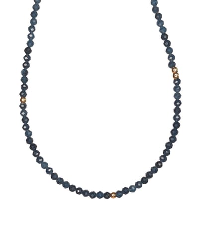 Ava&Imber Sparkling Saffier Ketting Stainless Steel (RVS) | Blauwe Edelsteen Ketting | Damesketting met steentjes | Elegante en Minimalistische blauwe ketting | Edelsteen Sieraden | Saffier Ketting