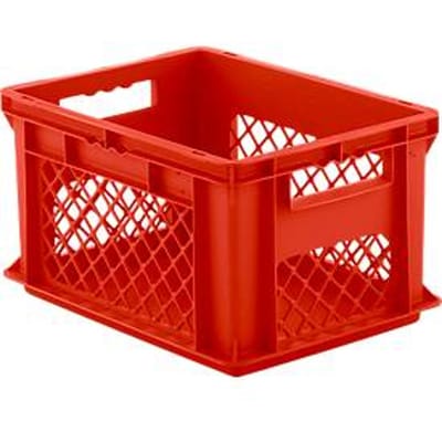 Eurobox serie EF 4221, van PP, inhoud 20,4 l, geperforeerde wanden, open handgreep, rood