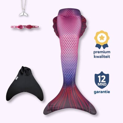 Zoey zeemeerminstaart maat 122-128 - monovin met voetvakken - zwembril en ketting