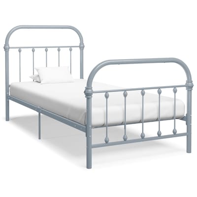 vidaXL - Bedframe - metaal - grijs - 90x200 - cm
