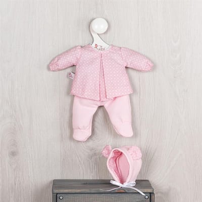 Asi poppenkleding set - broek, jasje en muts - roze - poppenaccessoires.
