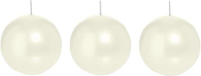 Trend Candles Bolkaars glad - 3x - parelmoer - 8 cm - 25 branduren - ronde kaarsen