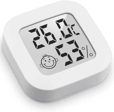EXCITAT Thermometer - Binnenthermo-hygrometer - Temperatuur- en vochtigheidsmonitor - Minithermometer - Geschikt voor slaapkamer, woonkamer, tuin - Wit