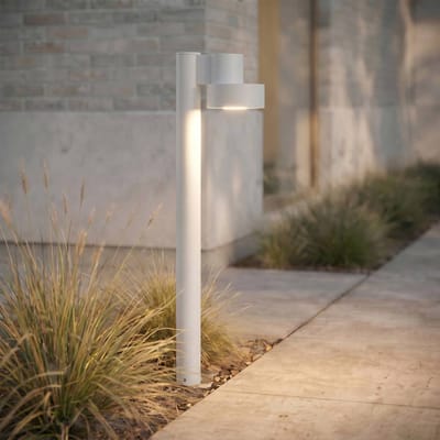 Lucande LED tuinpadverlichting Elune, lichtgrijs, IP44, hoogte 77 cm
