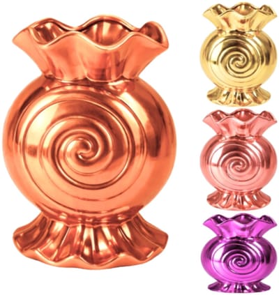 4 stuks Vaas Candy Spiral metallic 20 cm in 4 verschillende kleuren