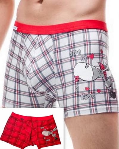 Cornette - heren katoen shorts- rood- Give me a kiss - Valentijnsdag cadeau - XL