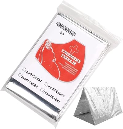 Thermische deken - Nooddeken warmte - Outdoor survival - Herbruikbaar en wasbaar - 130 x 210 cm - Zilver