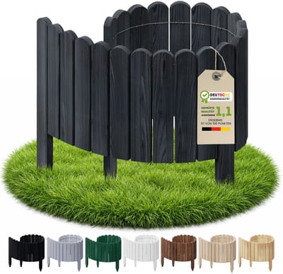 Floranica borderrand plantenborder 10 x 100 cm antraciet graskant houten tuinafsluiting houten hekwerk flexibele rollborder