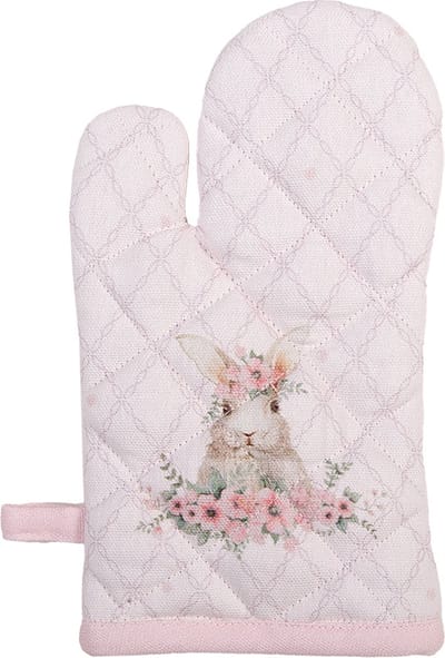 Clayre & Eef Kind Ovenwant 12x21 cm Roze Katoen Konijn
