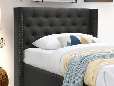 Vente-unique Bedframe stof grijs 90 x 200 cm MASSIMO