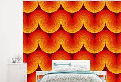 Behang - Fotobehang Design - Retro - Rood - Abstract - Breedte 300 cm x hoogte 240 cm