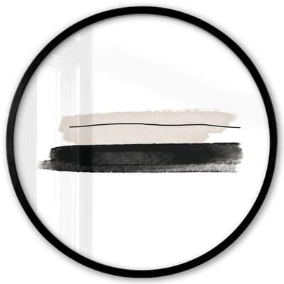 Poster in lijst Rond - Fotolijst 40x40 cm - Posters - Abstract - Lijnen - Zwart - Beige - Kunst - Ronde posterlijst zwart - Decoratie - Wanddecoratie woonkamer - Muurdecoratie slaapkamer