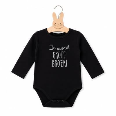 Baby Rompertje met tekst   Ik word grote broer jongen - Zwangerschapsaankondiging | Lange mouw | zwart | maat 98-104 zwangerschap aankondiging