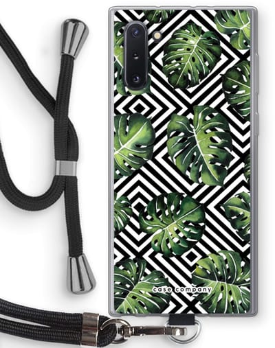 Case Company® - Hoesje met koord geschikt voor Samsung Galaxy Note 10 hoesje met Koord - Geometrische jungle - Telefoonhoesje met Zwart Koord - Bescherming aan alle Kanten en Over de Schermrand