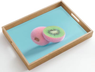 Dienblad hout 50x35 cm - Schootdienblad - Kiwi - Blauw - Surrealistisch - Borrelplank rechthoek - Plateau dienbladen