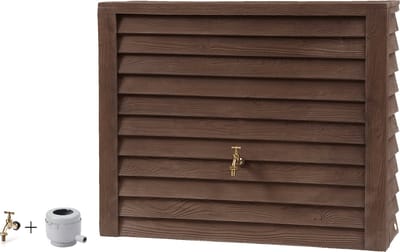 Graf regenton Woody Dark 350 L-met messing kraan-met vulautomaat voor ronde regenpijp
