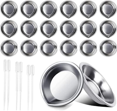 Ronde Mengpalet voor Make-up en Schilderen, 18-delige Set met Roestvrijstalen Tray en 6 Druppelaars voor Waterverf en Olieverf