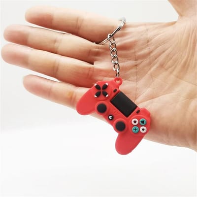 Porte-clés Manette de Jeu Vidéo pour Hommes Mini Modèle Joystick Porte-clés Pour Hommes Femmes Manette de Contrôle de Simulation Porte-clés rouge