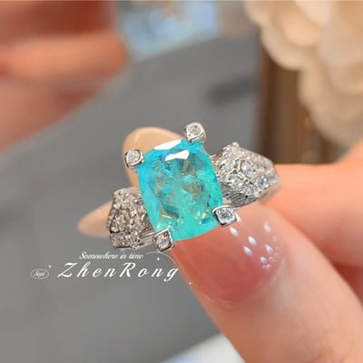 Nieuwe Collectie Paraiba Toermalijn Kleur Ring Voor Dames Temperament Bruiloft Feest Ringen Vrouwelijke Dagelijkse Slijtage Sieraden Cadeaus resizable brown