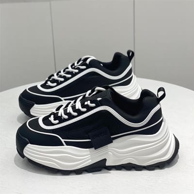 Shougu Authentieke Explosieve Dikke Zool Leren Daddy Schoenen Ins Vrouwen Herfst Nieuwe Sport Vrije Tijd Kleine Witte Schoenen Trend 37 zwart