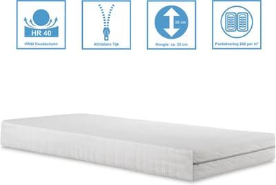 Anno 1588 Matras Comforta Supreme - Pocketvering - HR40 Koudschuim - Medium - 20cm - 70x200 cm