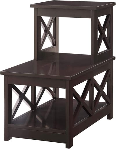 Bijzettafel - Hoektafel - Opbergen en decoreren - Twee niveaus - 60 cm hoog - Espresso
