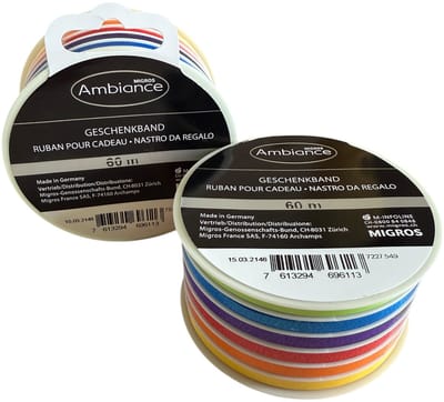 Ambiance Cadeaulint Set – 2 Rollen (6×10 m per rol) – 5 mm Breed – 6 Vrolijke Kleuren