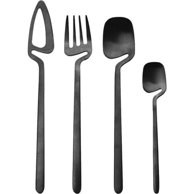 4-delige Zwarte Servies Set Lepel Vork Bestekset Keuken Tafel Decor Besteksets Keukengereedschap Desserts Soep Koffie Gebruik