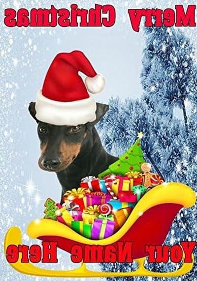 Kerstkaart Manchester Terrier - Wenskaart Gepersonaliseerde kaart - Kerstmis vieren - Met glaslak afwerking - A5 formaat - Wit