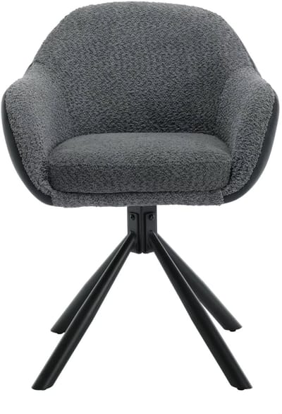 Eetkamerstoelen Supria - Set van 2 - Draaibaar - Fauteuil - Keuken - Voor eettafel - Donkergrijs - Stof