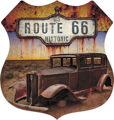 Signs USA - Schild - Rust Car Route 66 - 39 x 37 cm