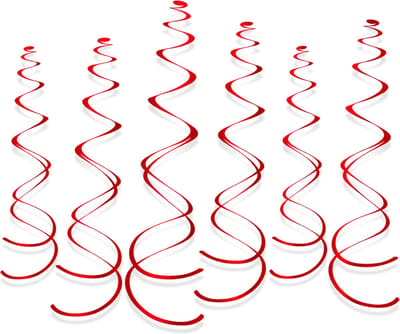 LUQ - Rode Swirl Slingers Hangdecoratie Verjaardag Versiering Feest Versiering Swirls Plafond Decoratie Rood - 6 Stuks
