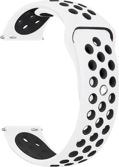 Stravo 20mm Siliconen Sportbandje - Wit/zwart - Compatibel met Samsung Galaxy Watch 3/4/5/6/7/Pro/Active 2, Garmin Approach/Forerunner/Venu 2 Plus/SQ/Vivomove, Polar Ignite/Unite, Huawei - Geschikt voor mannen en vrouwen, Zacht en Ademend