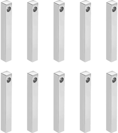 ongeveer 10 stks Bar Charms Rvs Hangers Charms 4mm Gat Metalen DIY Hanger voor Sieraden Bevindingen Maken, 40mm Lang, Roestvrij Staal Kleur